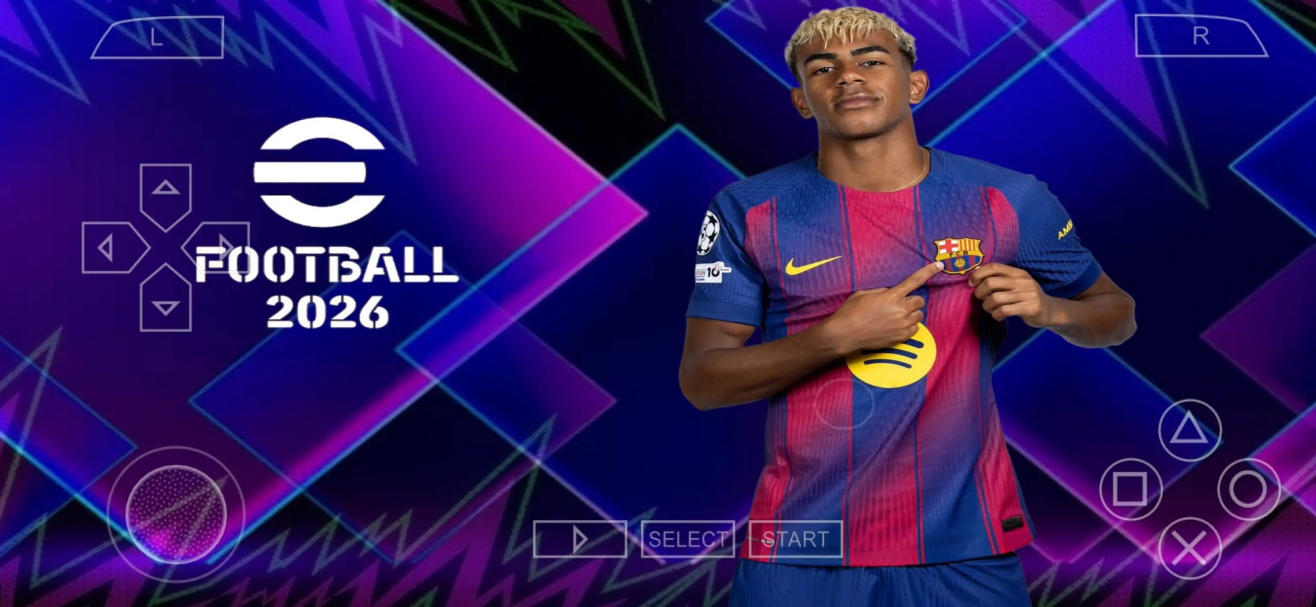 The main menu interface of PES 2026 PPSSPP on an Android device, clearly showing the "Offline Mode" option highlighted.