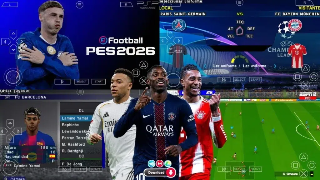 Download PES 2026 PPSSPP with Real Player Faces and Kits